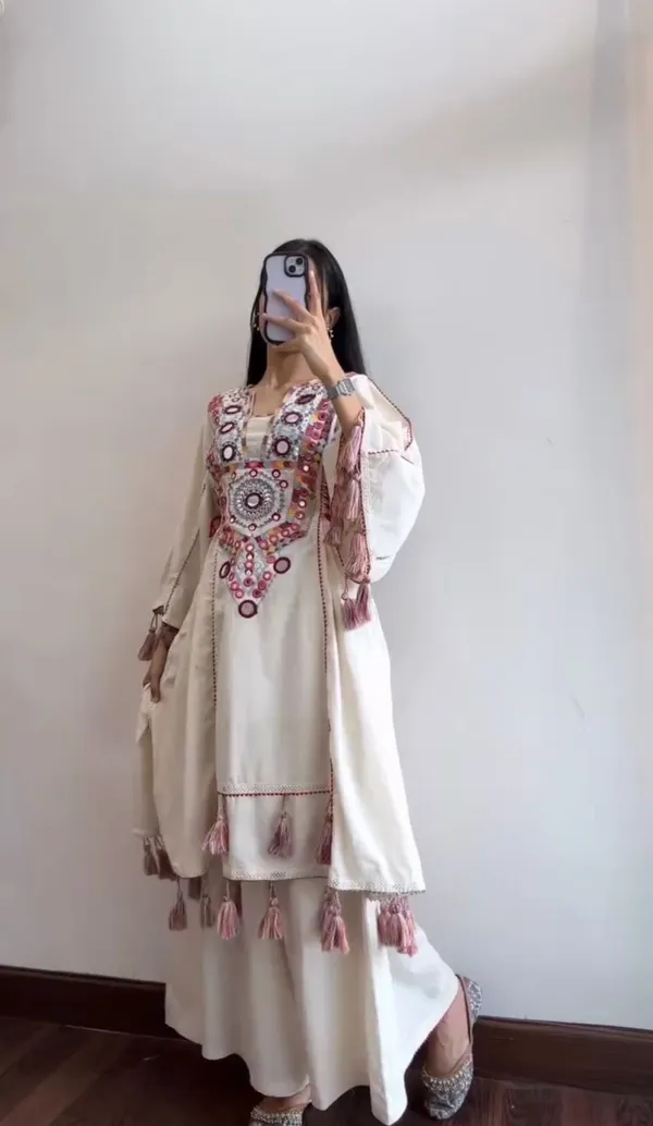 White_Cotton_Premium_&_Fancy_Design_Co-Ord_Set_For_Women