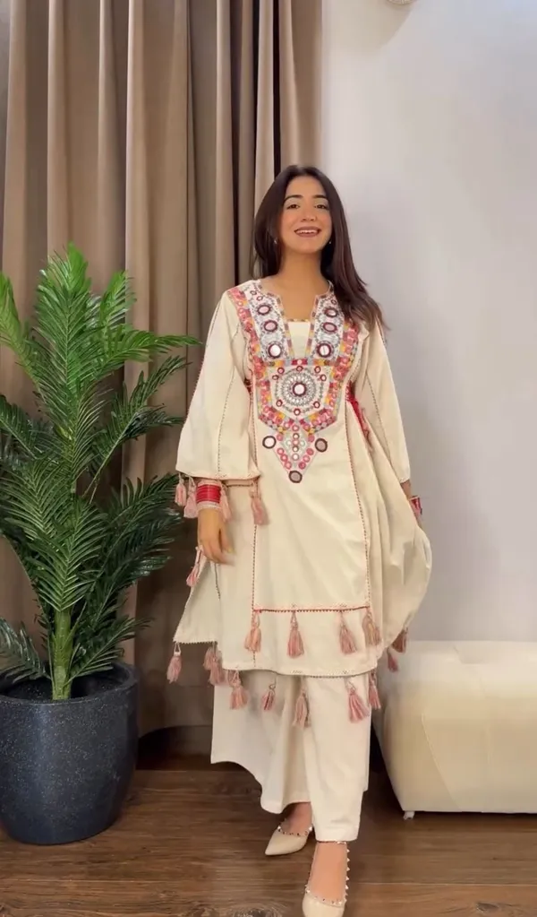 White_Cotton_Premium_&_Fancy_Design_Co-Ord_Set_For_Women