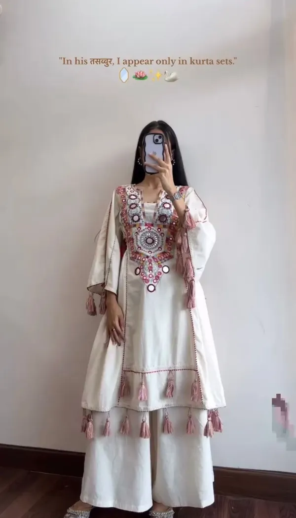 White_Cotton_Premium_&_Fancy_Design_Co-Ord_Set_For_Women