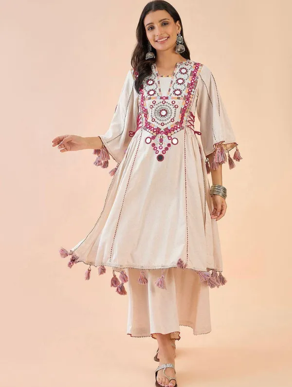 White_Cotton_Premium_&_Fancy_Design_Co-Ord_Set_For_Women