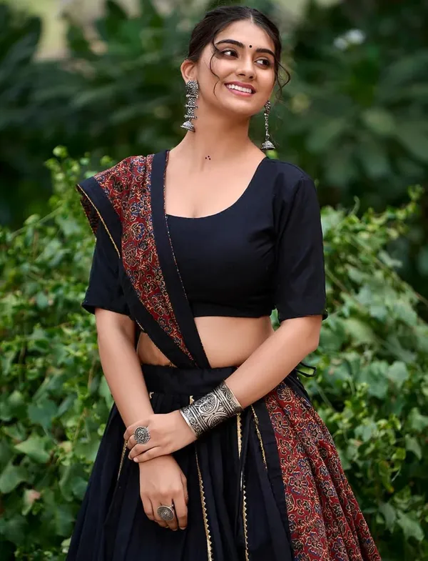 Black_Cotton_Premium_&_Fancy_Design_Lehenga_Set_For_Women