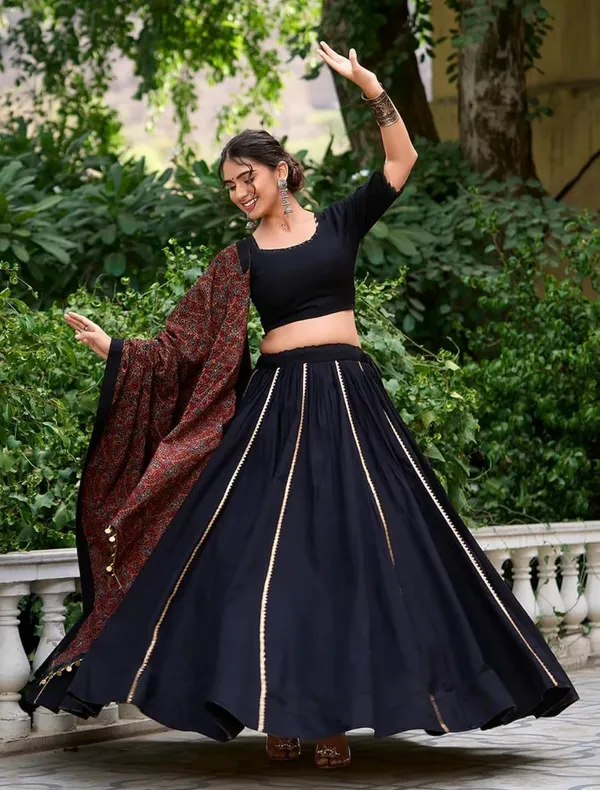 Black_Cotton_Premium_&_Fancy_Design_Lehenga_Set_For_Women