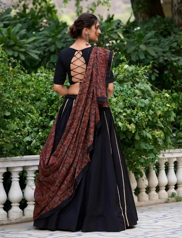 Black_Cotton_Premium_&_Fancy_Design_Lehenga_Set_For_Women