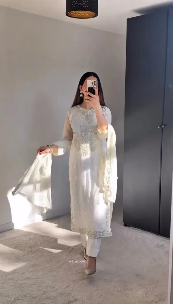 White_Cotton_Premium_&_Fancy_Design_Suit_Set_For_Women