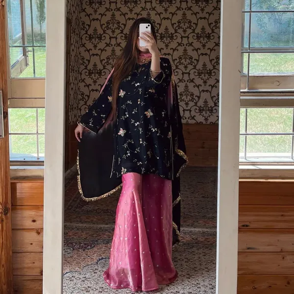 Black_Pink_Cotton_Premium_&_Fancy_Design_Sharara_Set_For_Women