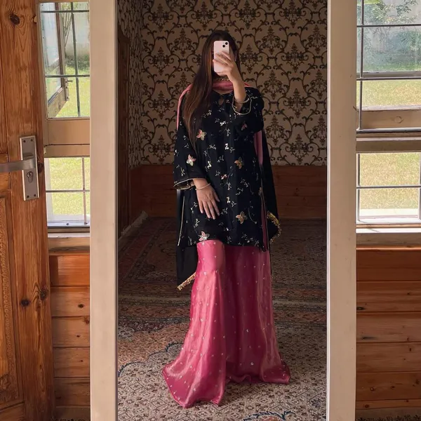 Black_Pink_Cotton_Premium_&_Fancy_Design_Sharara_Set_For_Women