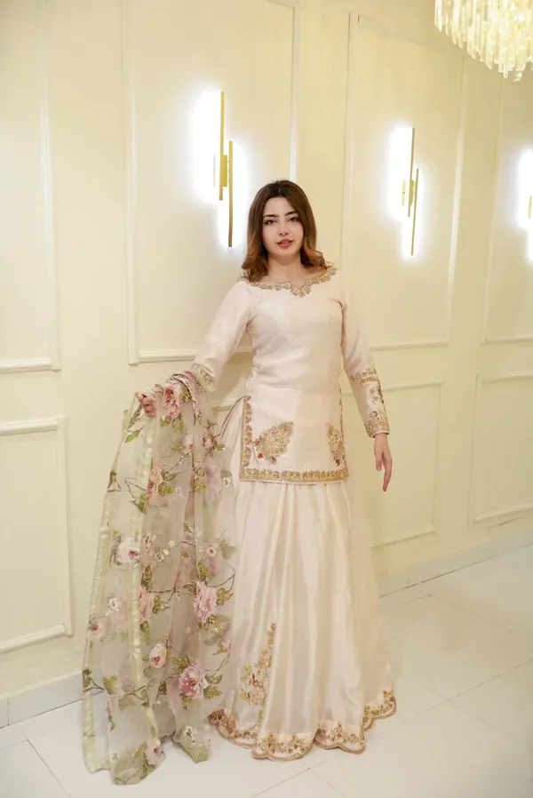Off_White_Organza_Premium_&_Fancy_Design_Kurti_And_Palazzo_Set_For_Women