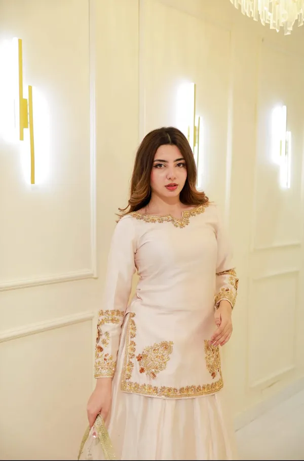 Off_White_Organza_Premium_&_Fancy_Design_Kurti_And_Palazzo_Set_For_Women