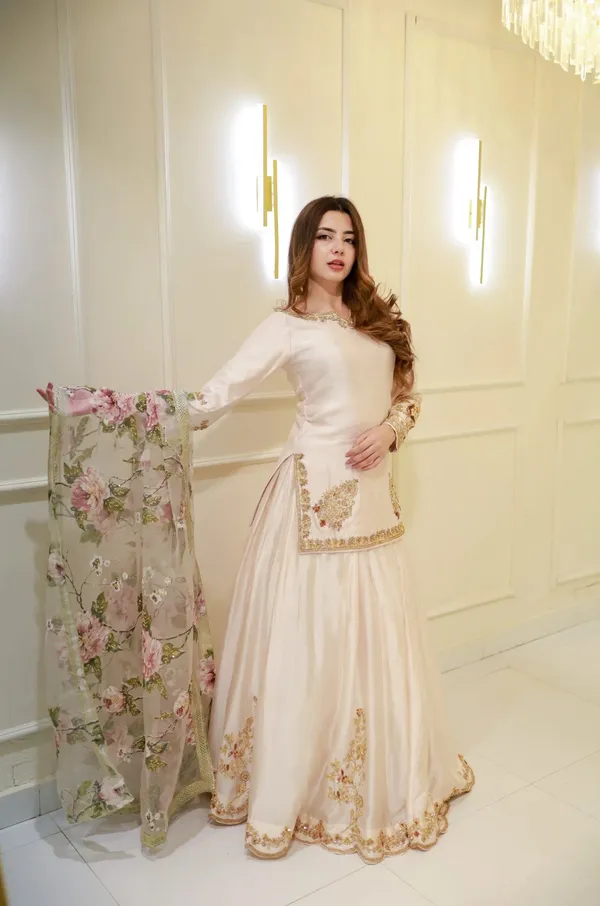 Off_White_Organza_Premium_&_Fancy_Design_Kurti_And_Palazzo_Set_For_Women