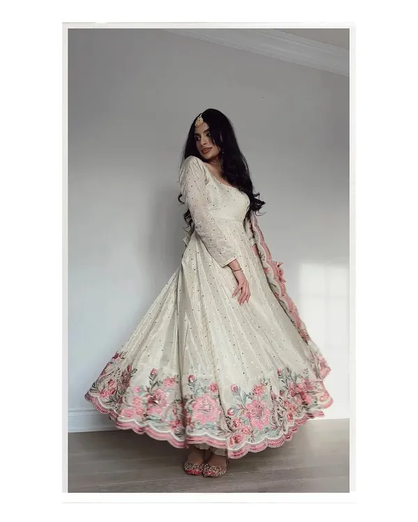 White_Cotton_Premium_&_Fancy_Design_Gown_For_Women