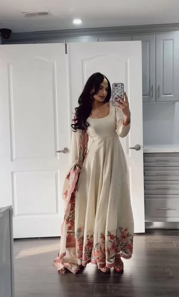 White_Cotton_Premium_&_Fancy_Design_Gown_For_Women