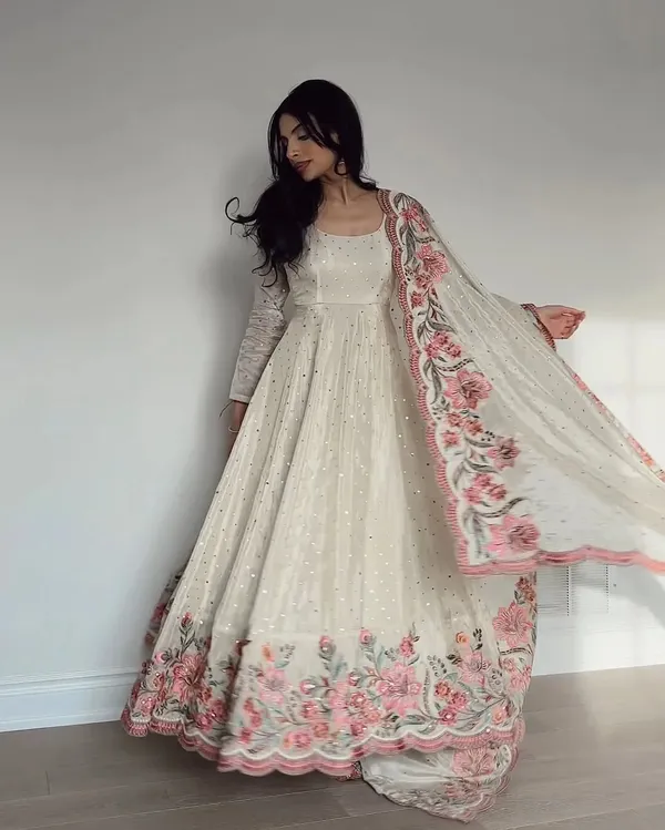 White_Cotton_Premium_&_Fancy_Design_Gown_For_Women