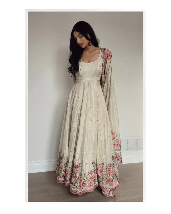 White_Cotton_Premium_&_Fancy_Design_Gown_For_Women