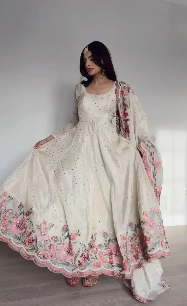 White_Cotton_Premium_&_Fancy_Design_Gown_For_Women