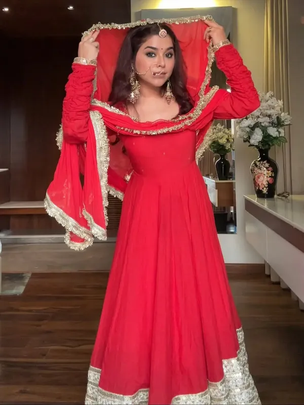 Red_Chinon_Premium_&_Fancy_Design_Anarkali_Set_For_Women