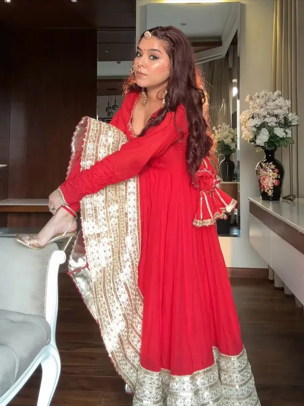 Red_Chinon_Premium_&_Fancy_Design_Anarkali_Set_For_Women