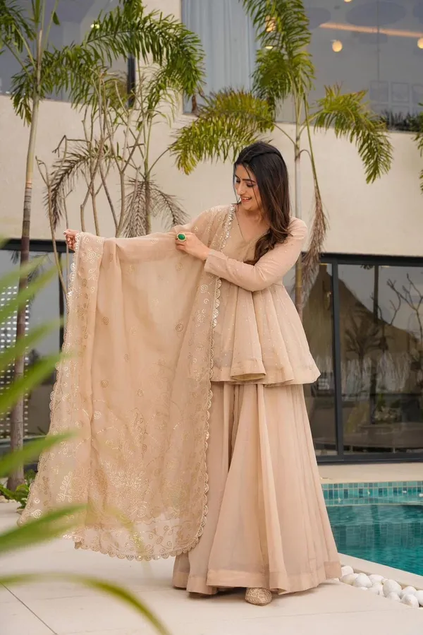 Cream_Organza_Premium_&_Fancy_Design_Sharara_Set_For_Women