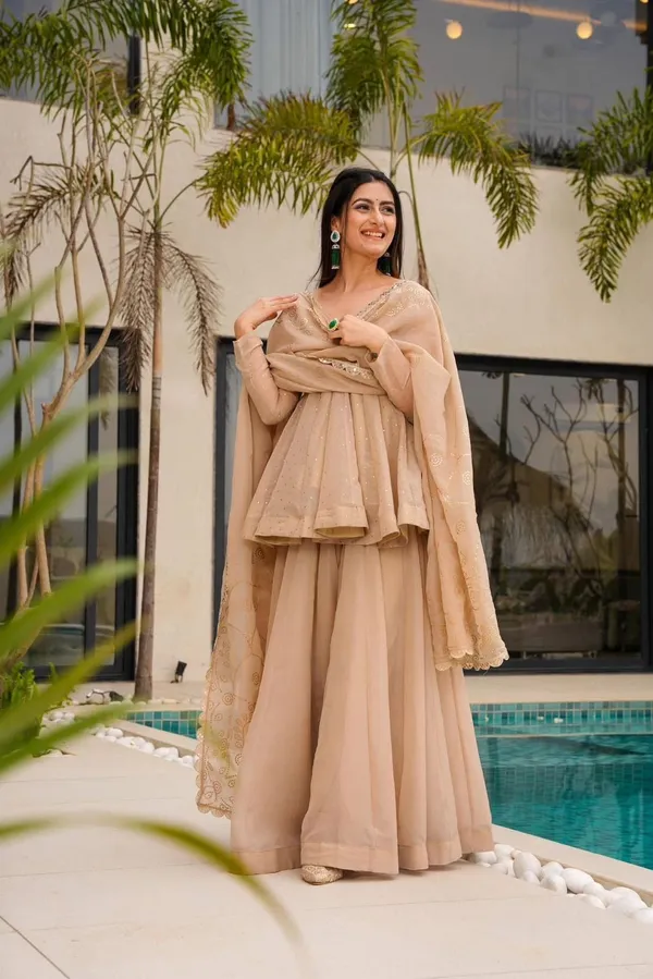 Cream_Organza_Premium_&_Fancy_Design_Sharara_Set_For_Women
