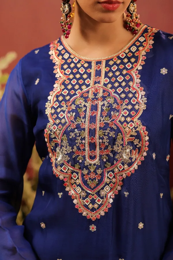 Blue_Organza_Premium_&_Fancy_Design_Kurta_And_Palazzo_Suit_Set_For_Women