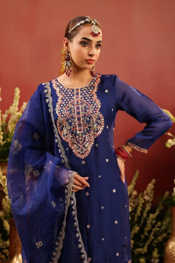 Blue_Organza_Premium_&_Fancy_Design_Kurta_And_Palazzo_Suit_Set_For_Women