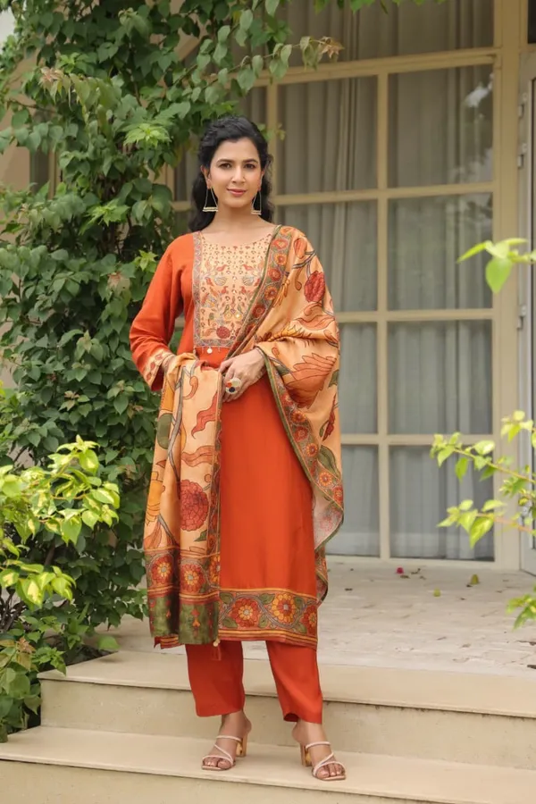 Orange_Cotton_Premium_&_Fancy_Design_Suit_Set_For_Women