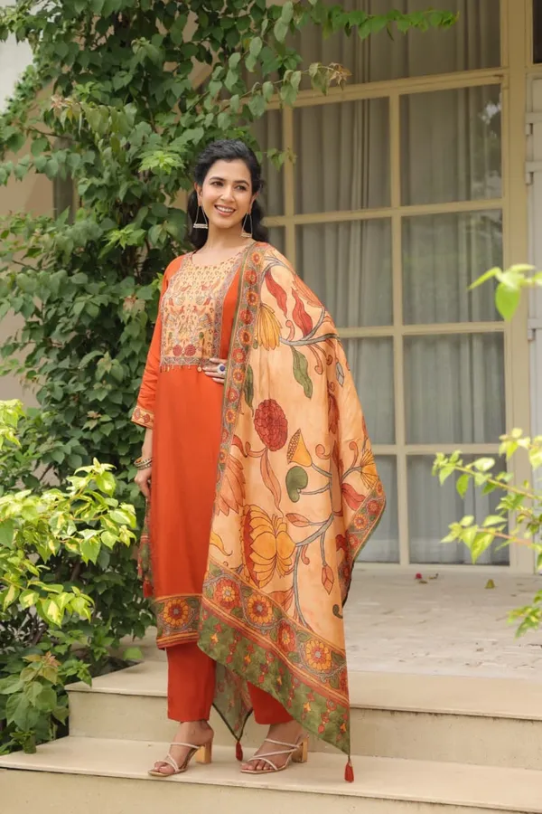 Orange_Cotton_Premium_&_Fancy_Design_Suit_Set_For_Women