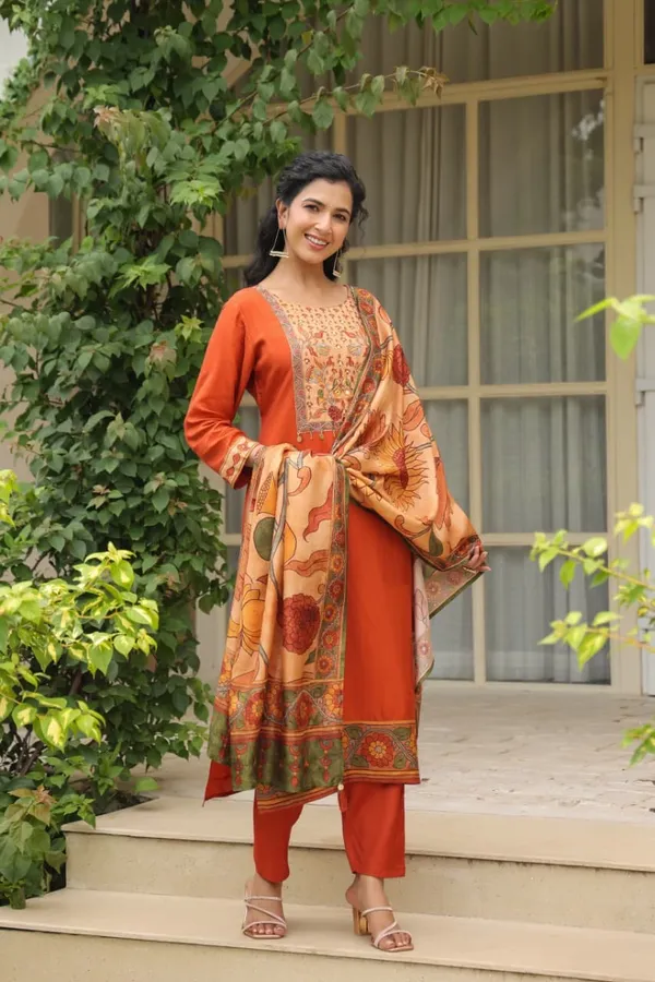 Orange_Cotton_Premium_&_Fancy_Design_Suit_Set_For_Women