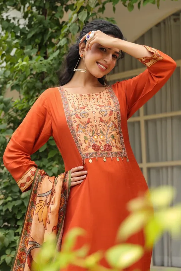 Orange_Cotton_Premium_&_Fancy_Design_Suit_Set_For_Women