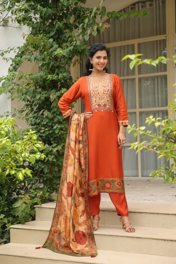 Orange_Cotton_Premium_&_Fancy_Design_Suit_Set_For_Women