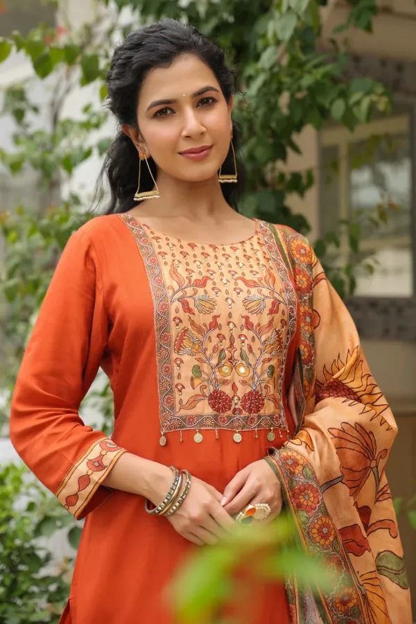 Orange_Cotton_Premium_&_Fancy_Design_Suit_Set_For_Women