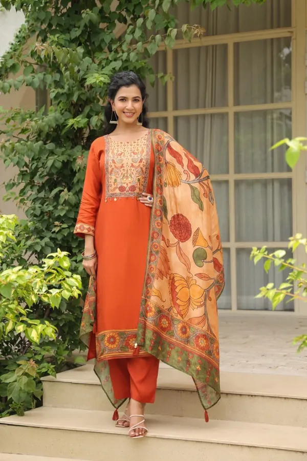 Orange_Cotton_Premium_&_Fancy_Design_Suit_Set_For_Women