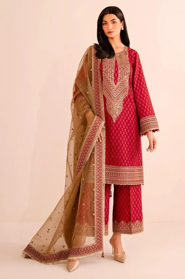 Pink_Pure_Vichitra_Premium_&_Fancy_Design_Kurti_And_Palazzo_Set_For_Women