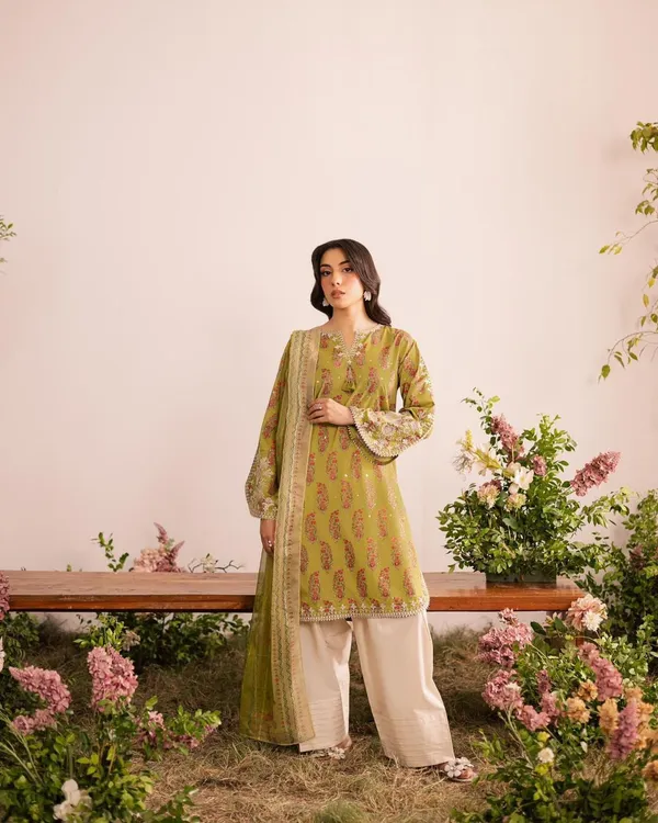 Yellow_Cotton_Premium_&_Fancy_Design_Kurti_And_Pant_Set_For_Women