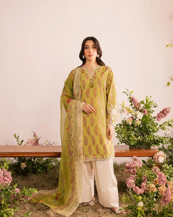 Yellow_Cotton_Premium_&_Fancy_Design_Kurti_And_Pant_Set_For_Women