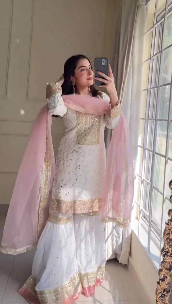 White_Cotton_Premium_&_Fancy_Design_Sharara_Set_For_Women