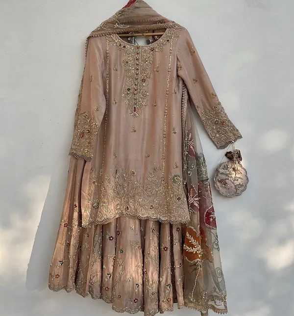 Gold_Chinon_Premium_&_Fancy_Design_Sharara_Set_For_Women