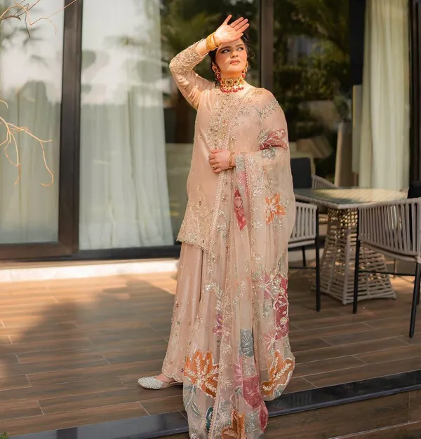 Gold_Chinon_Premium_&_Fancy_Design_Sharara_Set_For_Women