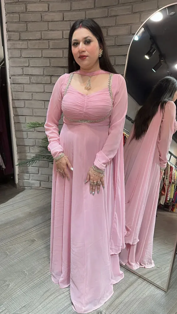 Pink_Cotton_Premium_&_Fancy_Design_Gown_For_Women