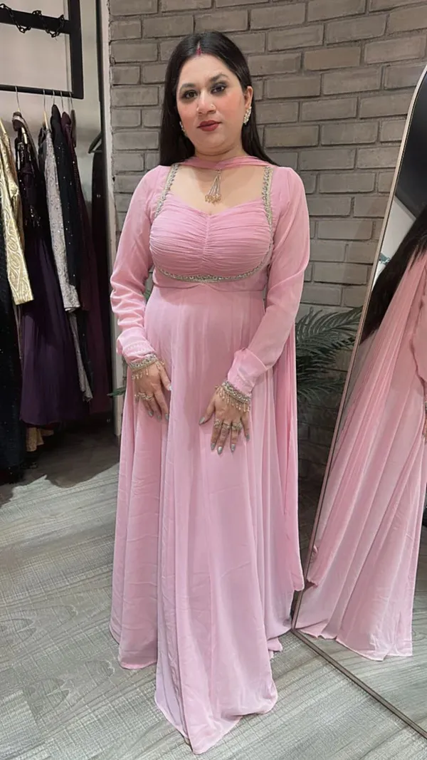 Pink_Cotton_Premium_&_Fancy_Design_Gown_For_Women