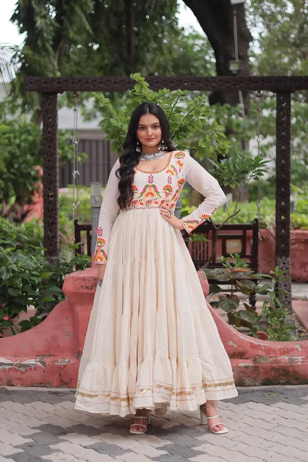White_Cotton_Premium_&_Fancy_Design_Gown_For_Women