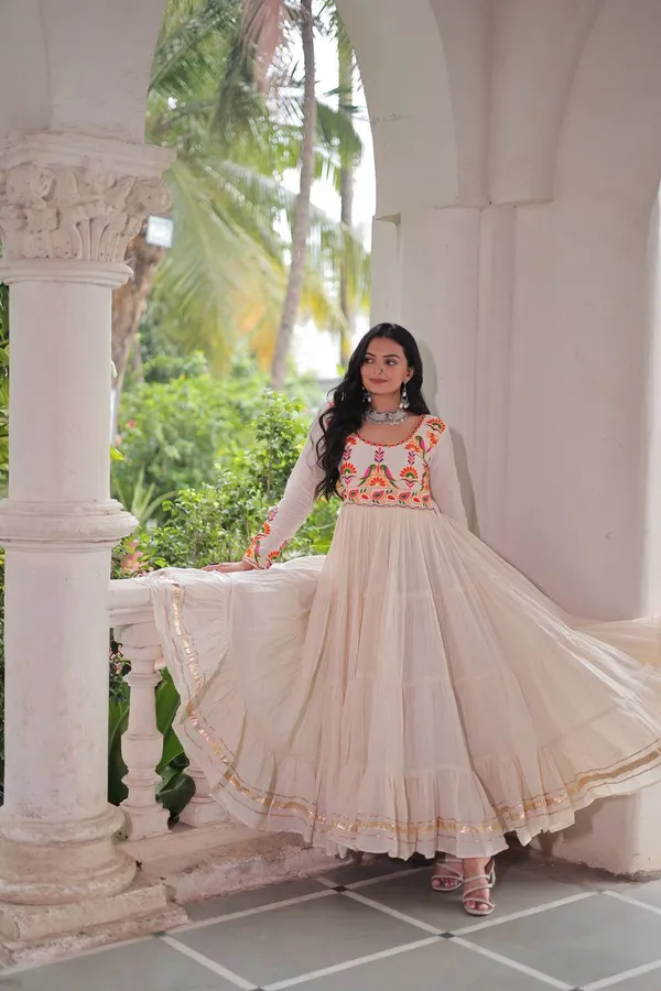 White_Cotton_Premium_&_Fancy_Design_Gown_For_Women