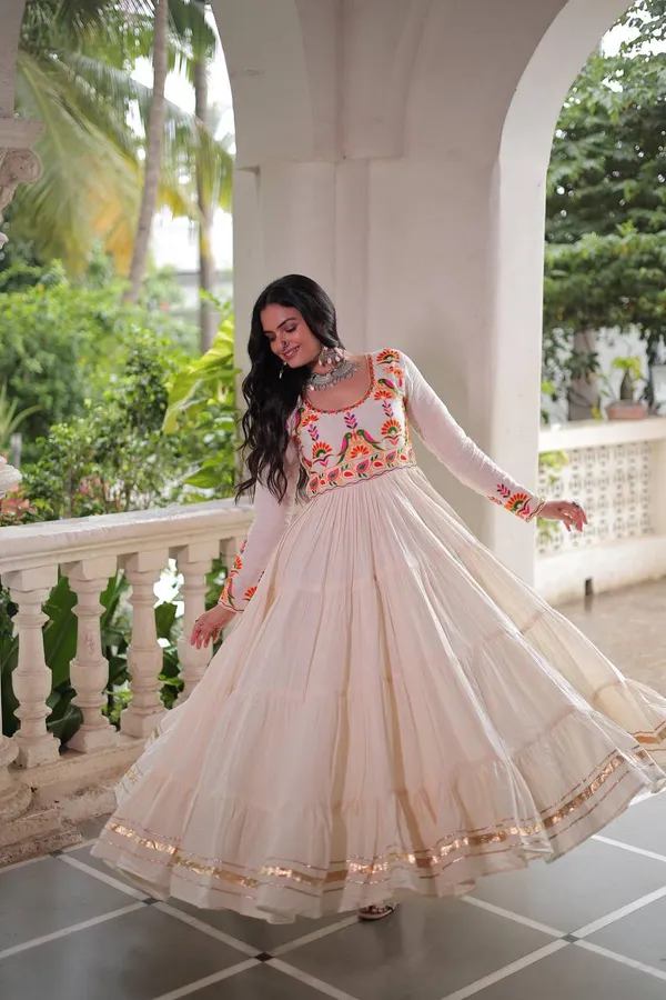 White_Cotton_Premium_&_Fancy_Design_Gown_For_Women