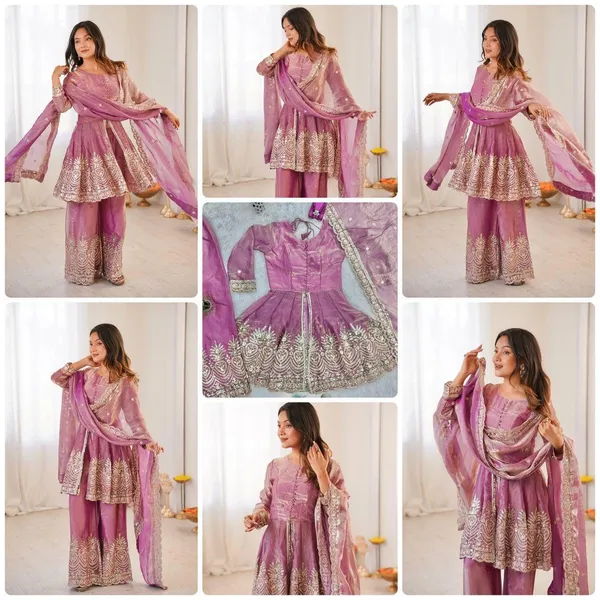 Pink_Cotton_Premium_&_Fancy_Design_Kurti_And_Sharara_Set_For_Women