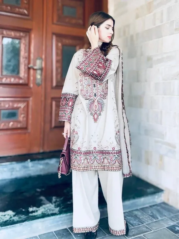 White_Cotton_Premium_&_Fancy_Design_Kurti_And_Palazzo_Set_For_Women