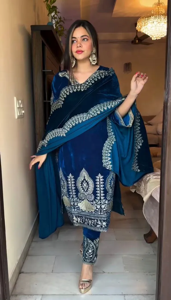 Blue_Cotton_Premium_&_Fancy_Design_Suit_Set_For_Women