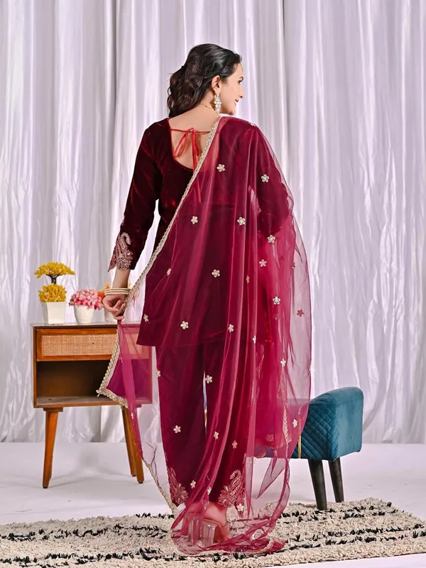 Maroon_Cotton_Premium_&_Fancy_Design_Sharara_Set_For_Women