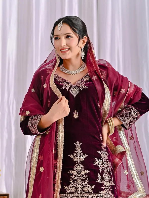 Maroon_Cotton_Premium_&_Fancy_Design_Sharara_Set_For_Women