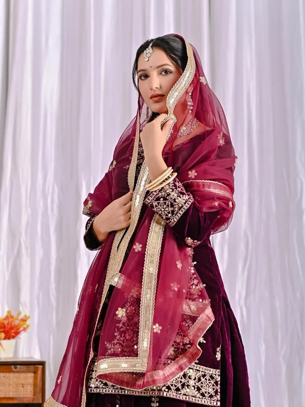 Maroon_Cotton_Premium_&_Fancy_Design_Sharara_Set_For_Women