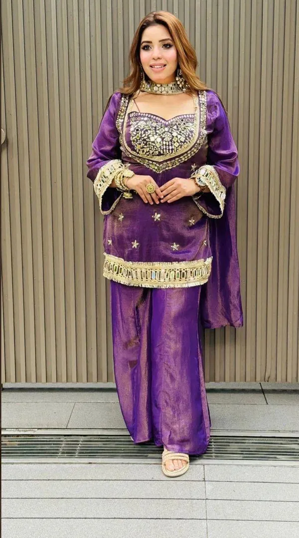 Deep_Purple_Silk_Premium_&_Fancy_Design_Kurti_And_Pant_Set_For_Women