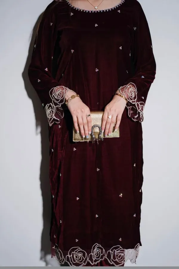 Maroon_Cotton_Premium_&_Fancy_Design_Kurti_And_Pant_Set_For_Women
